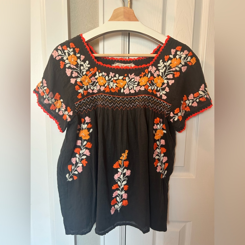 Siren brand hand-embroidered peasant top